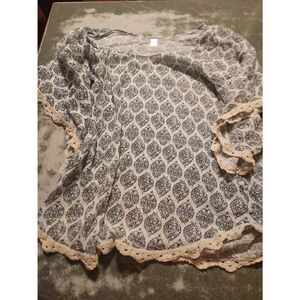 Eberjey blue&white crochet trim coverup dress sz S/M